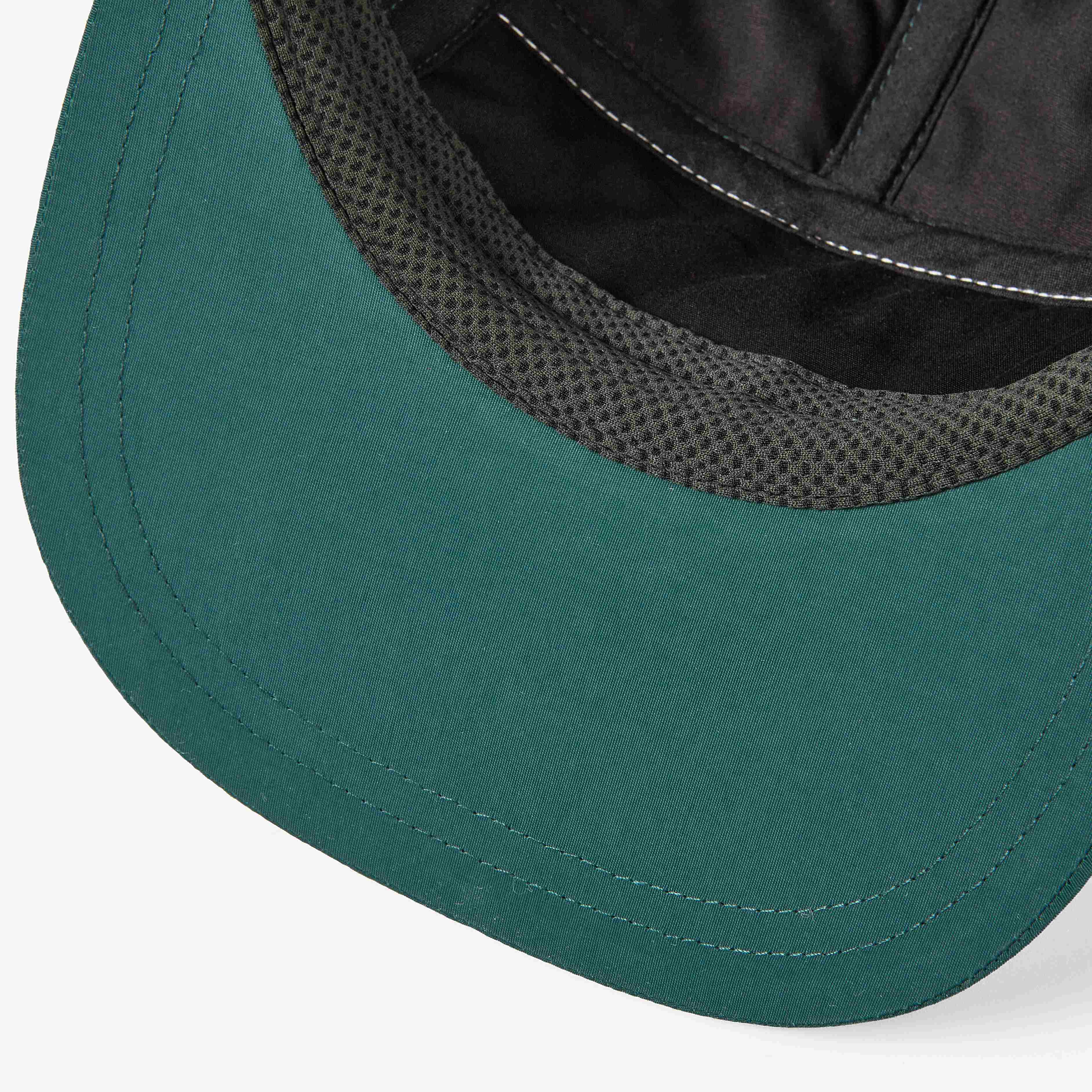 custom 5 panel water repellent quilted camper cap for winter d.green and white under peak