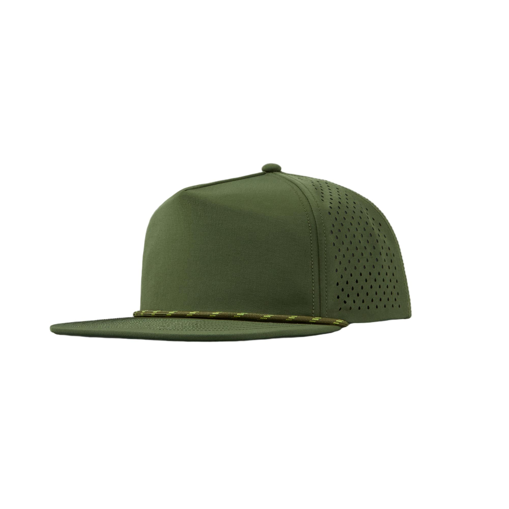 custom personalized 5 panel laser perforated snapback hats with rope green k105 7