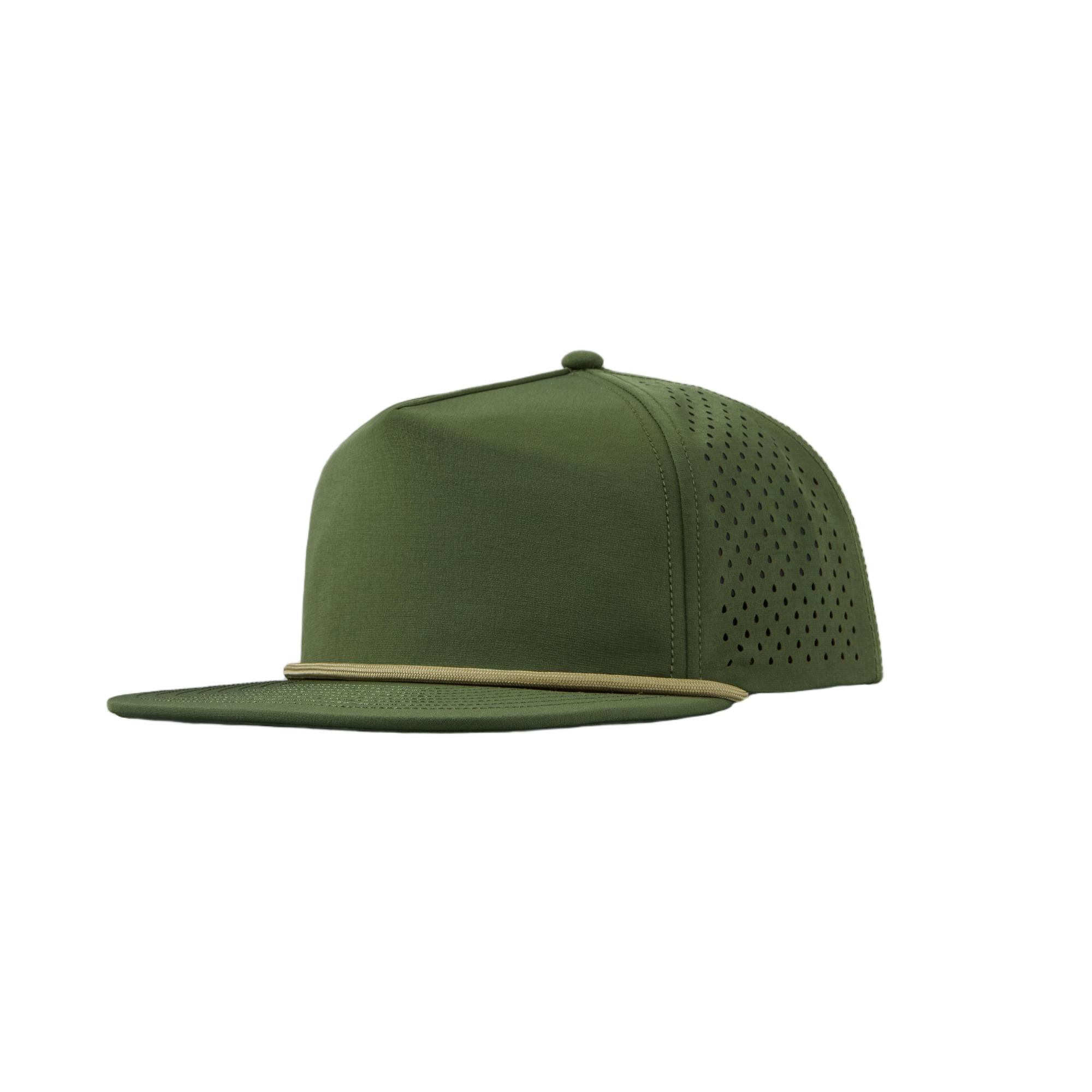 custom personalized 5 panel laser perforated snapback hats with rope green k106 10