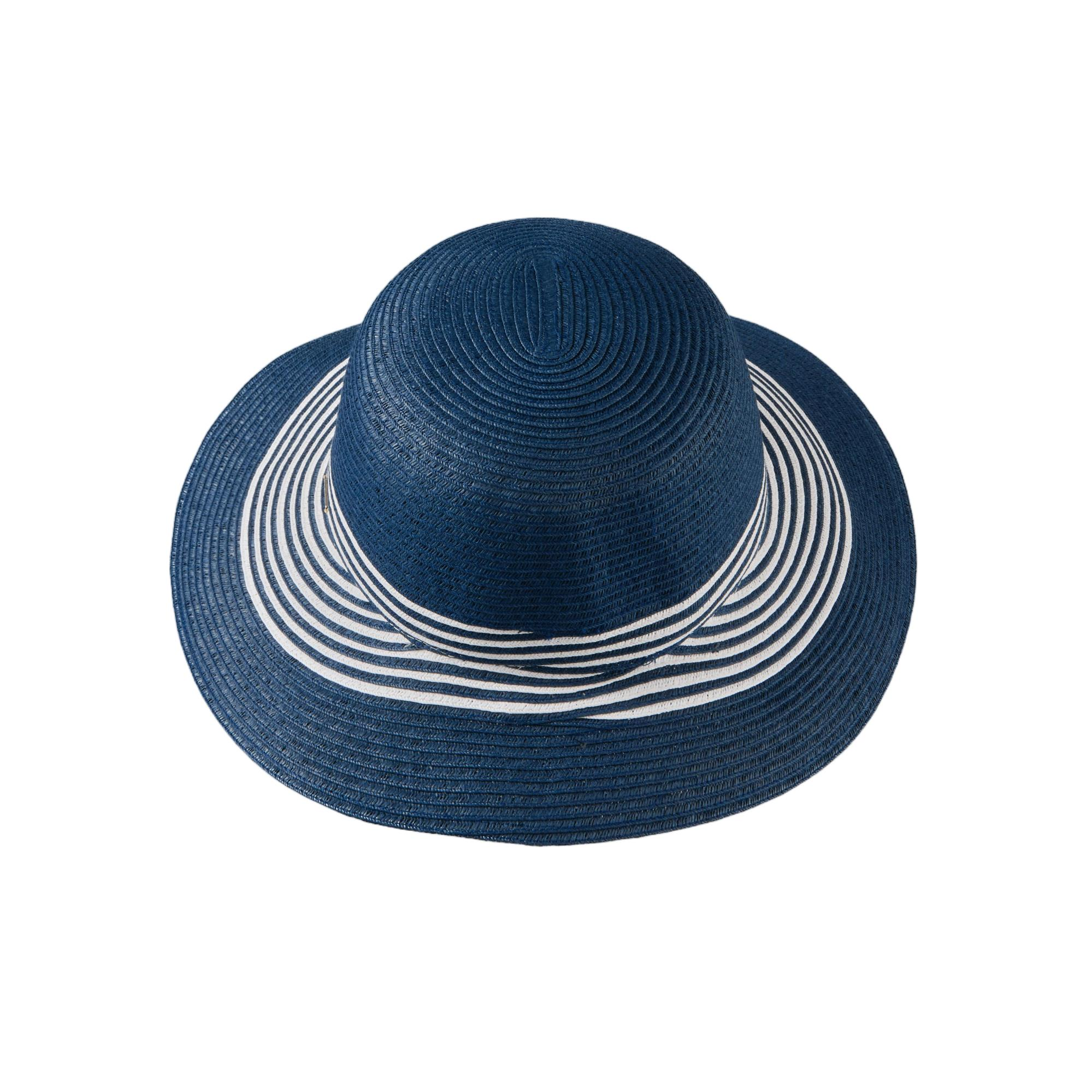 Custom French Style Striped Braided Straw Sun Hats - 7065