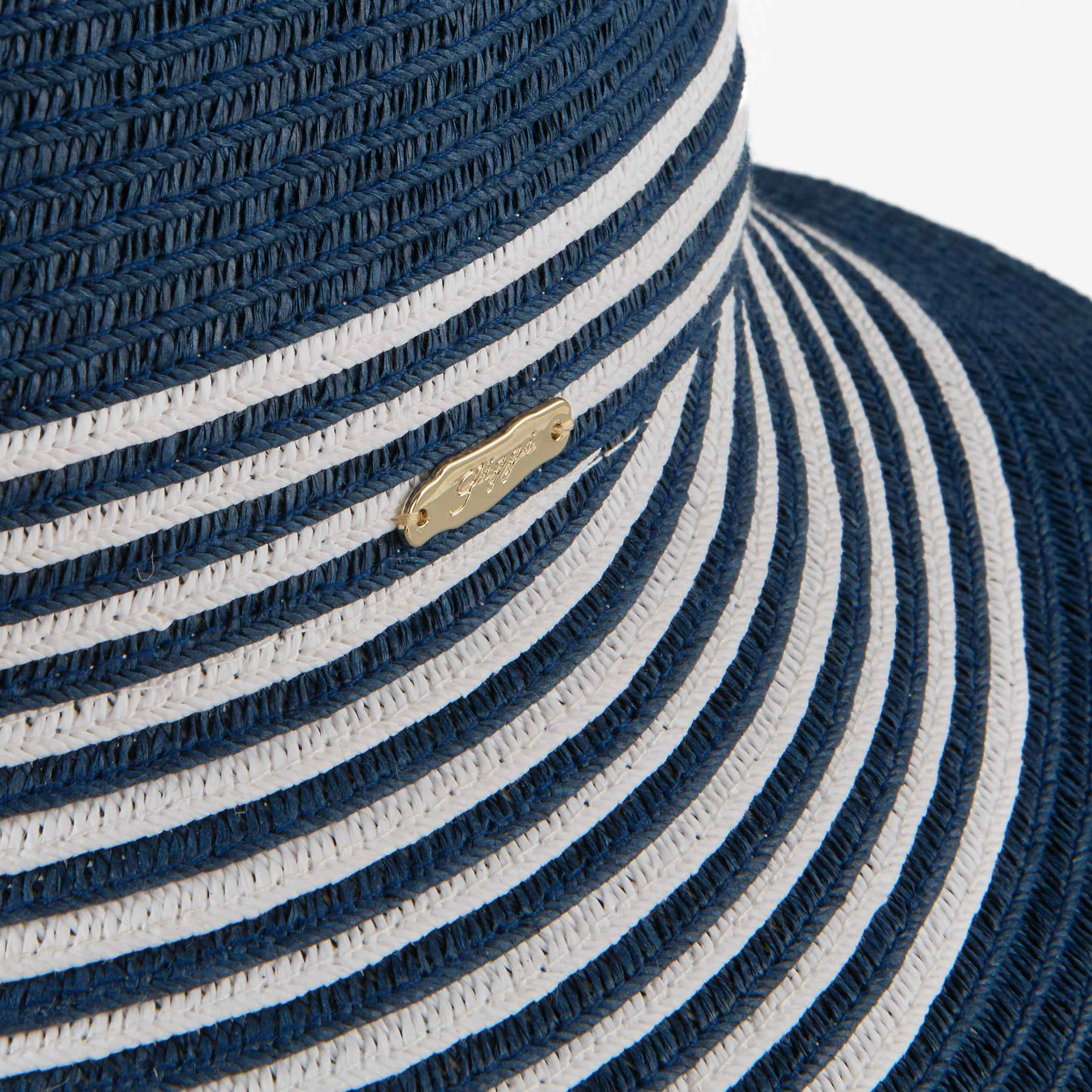 Custom French Style Striped Braided Straw Sun Hats - 7065